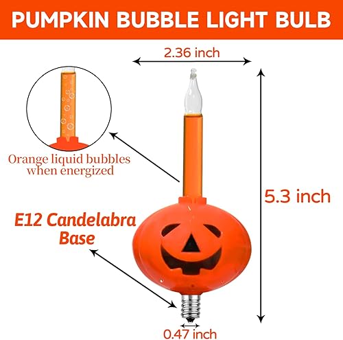 Miniatura 3 de PASUTO Cadena de luces de burbujas de calabaza de Halloween, 7 pies, linterna de Halloween vintage con 7 luces de burbujas líquidas naranjas, luces