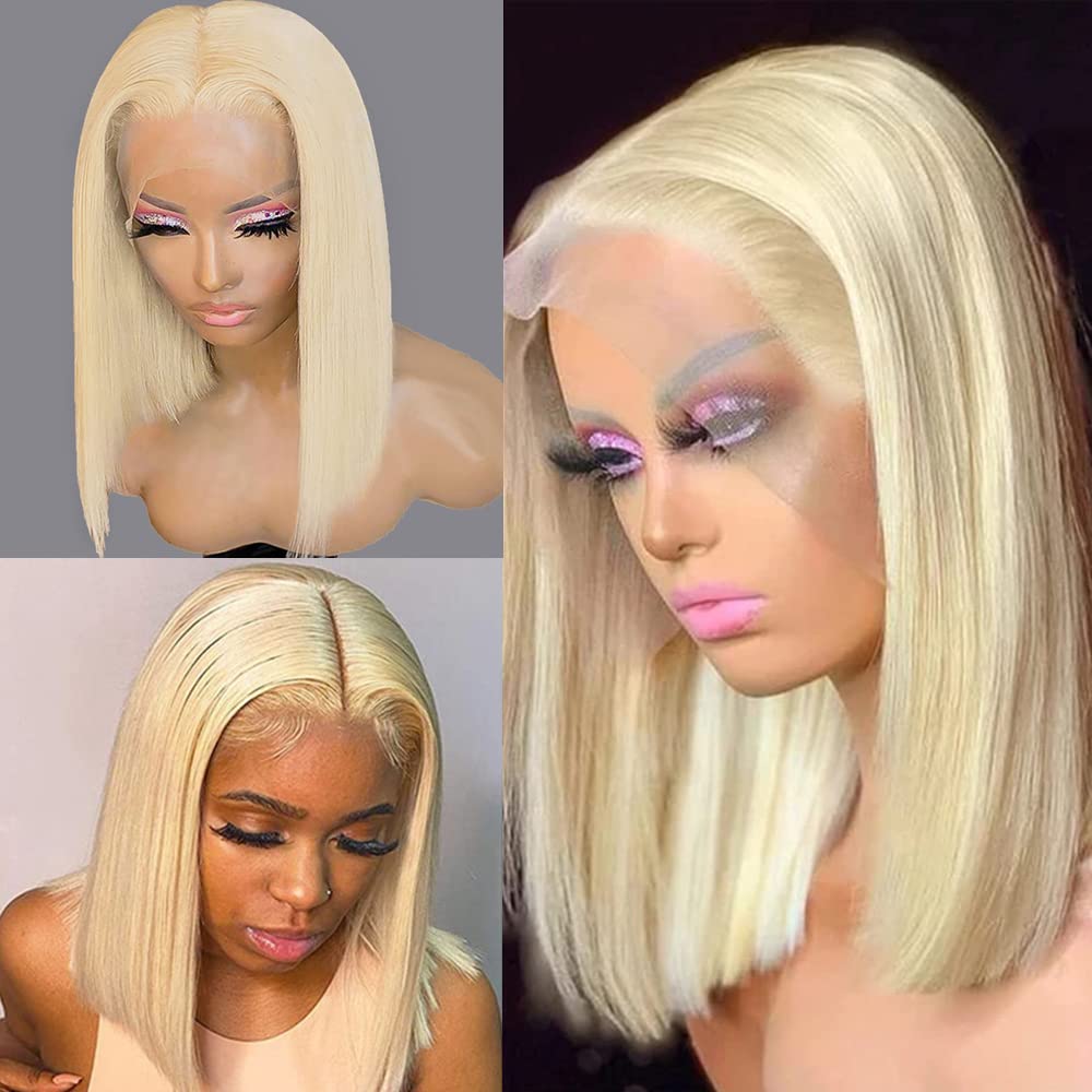 613 Bob Wig Human Hair 13X4 HD Transparent Straight #613 Blonde Bob Lace Front Wigs Human Hair Wear and Go Glueless Wig Pre Plucked with Baby Hair