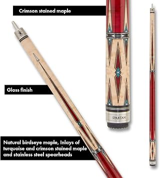 Spartan Billiards Pool Cue Stick - Crimson Stained Handle