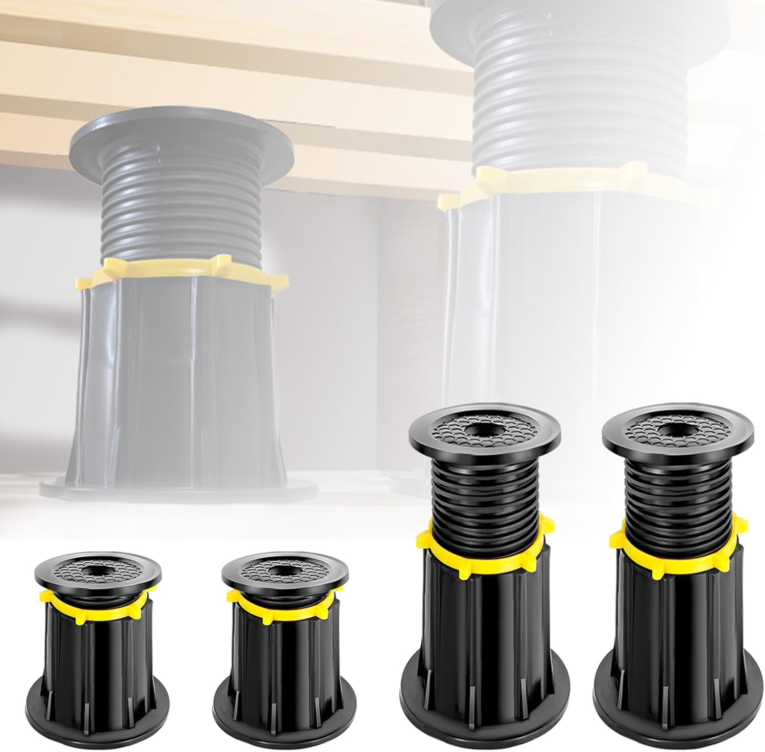 4-Pack Adjustable Height Bed Support Legs, Upgraded Bed Frame Support Legs, Bed Legs Replacement Parts for Bed Frame Center (5.3''-8.7") 5.3in-8.7in(4Pcs)