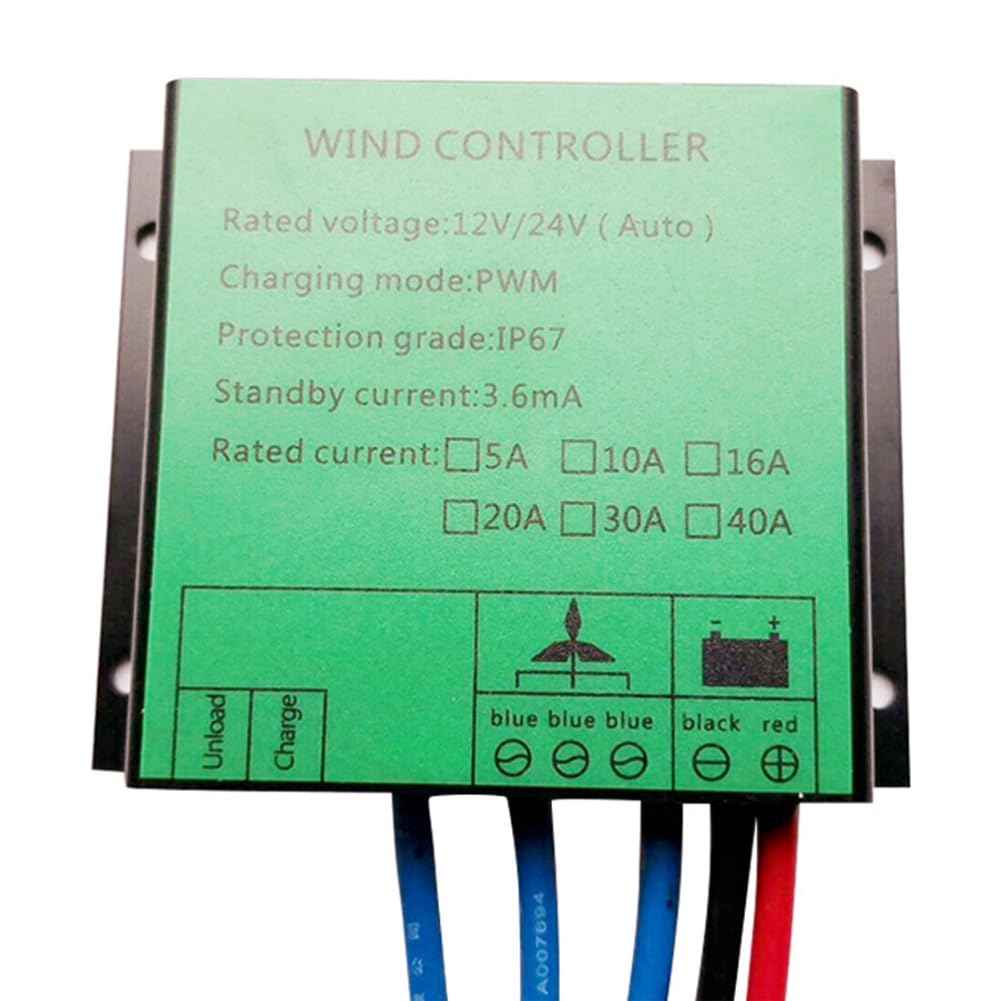 Littimoon PWM Controller 300W Wind Turbine Charge Controller Water Proof Regulator for Wind Generator 12V 24V AUTO Switch 16A