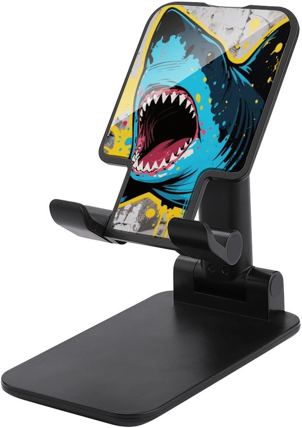 Cell Phone Stand Adjustable Shark Print Phone Holder for Desk Compatible with 4.0-8.0 Inch Smartphones Foldable Mobile Stand 0-135° Tilt Portable Office Desktop Accessories Decor