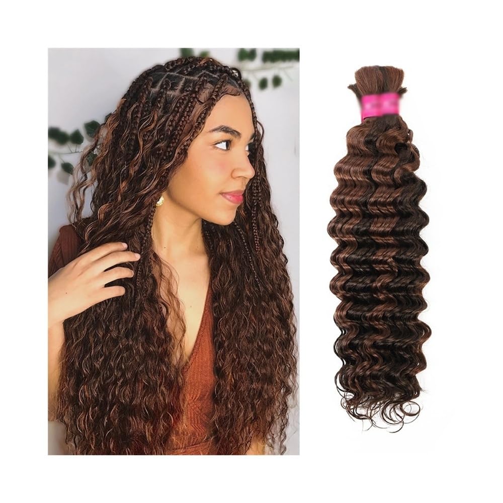 Splatanie włosów P4/30 Pasemka do włosów ludzkich Głębokie fale Ludzkie włosy wiązki do warkoczyków boho bez osnowy Kobieta(16inch 1PC)