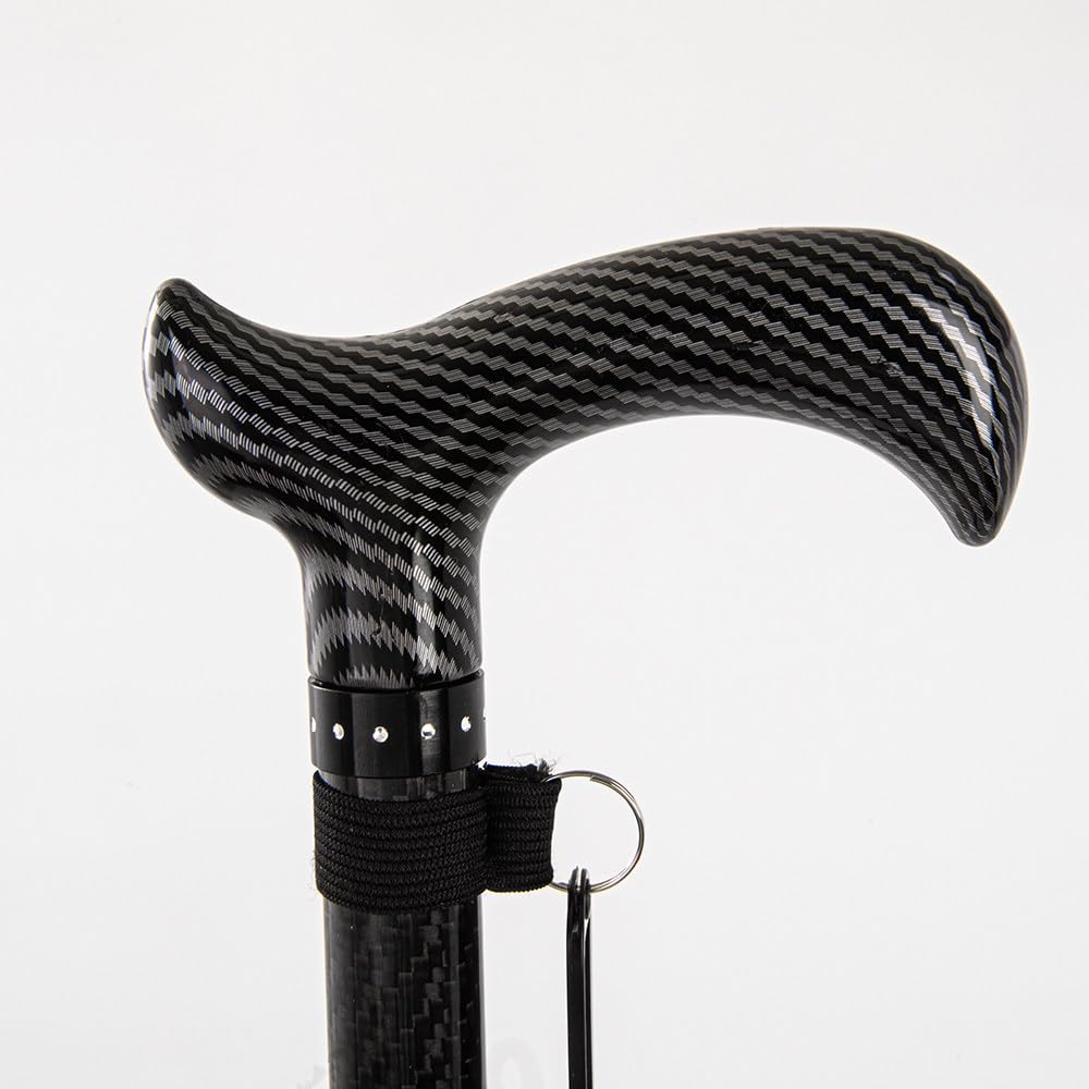 Bastón para Mayores, Altura Ajustable, Antideslizante, Base Ultraligera de 4 Patas, Muleta Adulto para Hombre y Mujer, Material de Fibra de Carbono