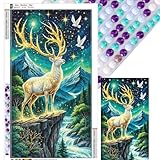 Artline Elch 5D DIY rundes Vollbohrer-Diamantgemälde-Set für Zuhause, Büro, Wanddekoration, 40 x 70 cm