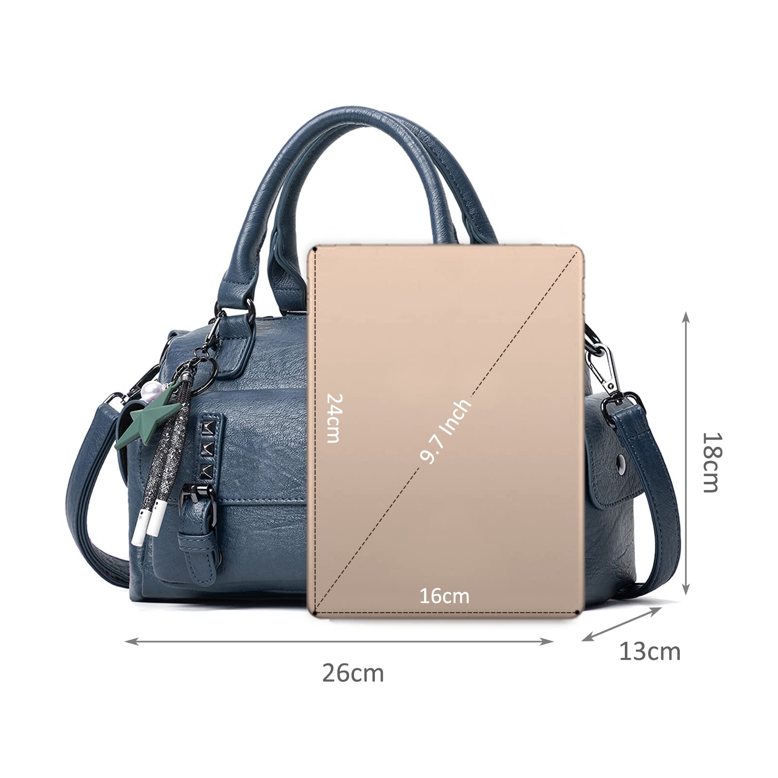 NICOLE & DORIS Sac Bandoulière Femme Sac a Main Cuir Souple Sacs Portés Epaule Rétro Sacoche Messenger Sac Crossbody Femme Sac Fourre Tout Poches Multiples