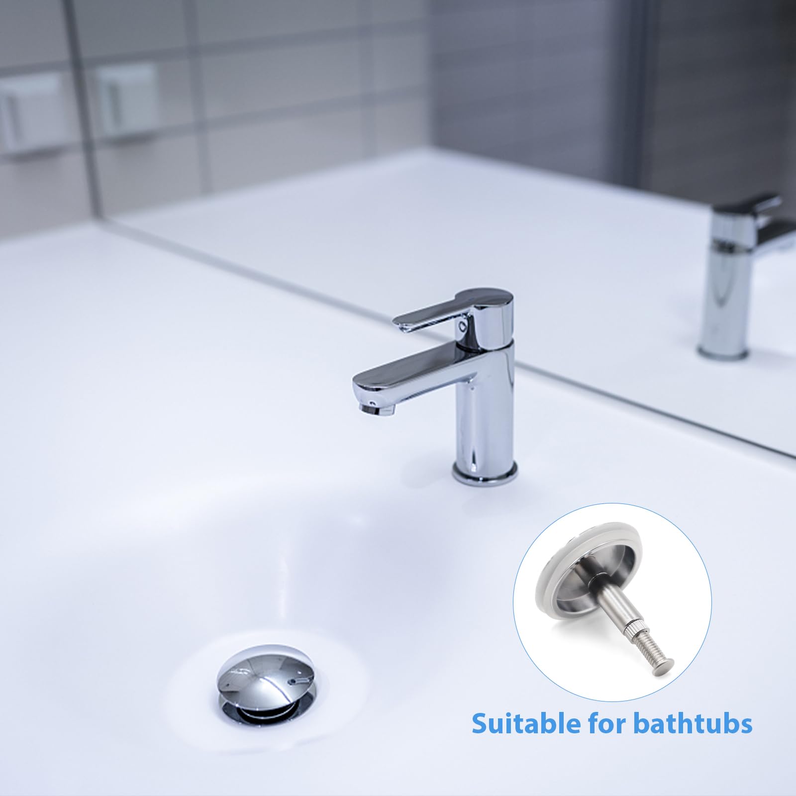 Tappo Per Lavandino Universale 40 Mm - In Ottone Cromato, Altezza Regolabile, Per Bagno E Cucina - Foto 7