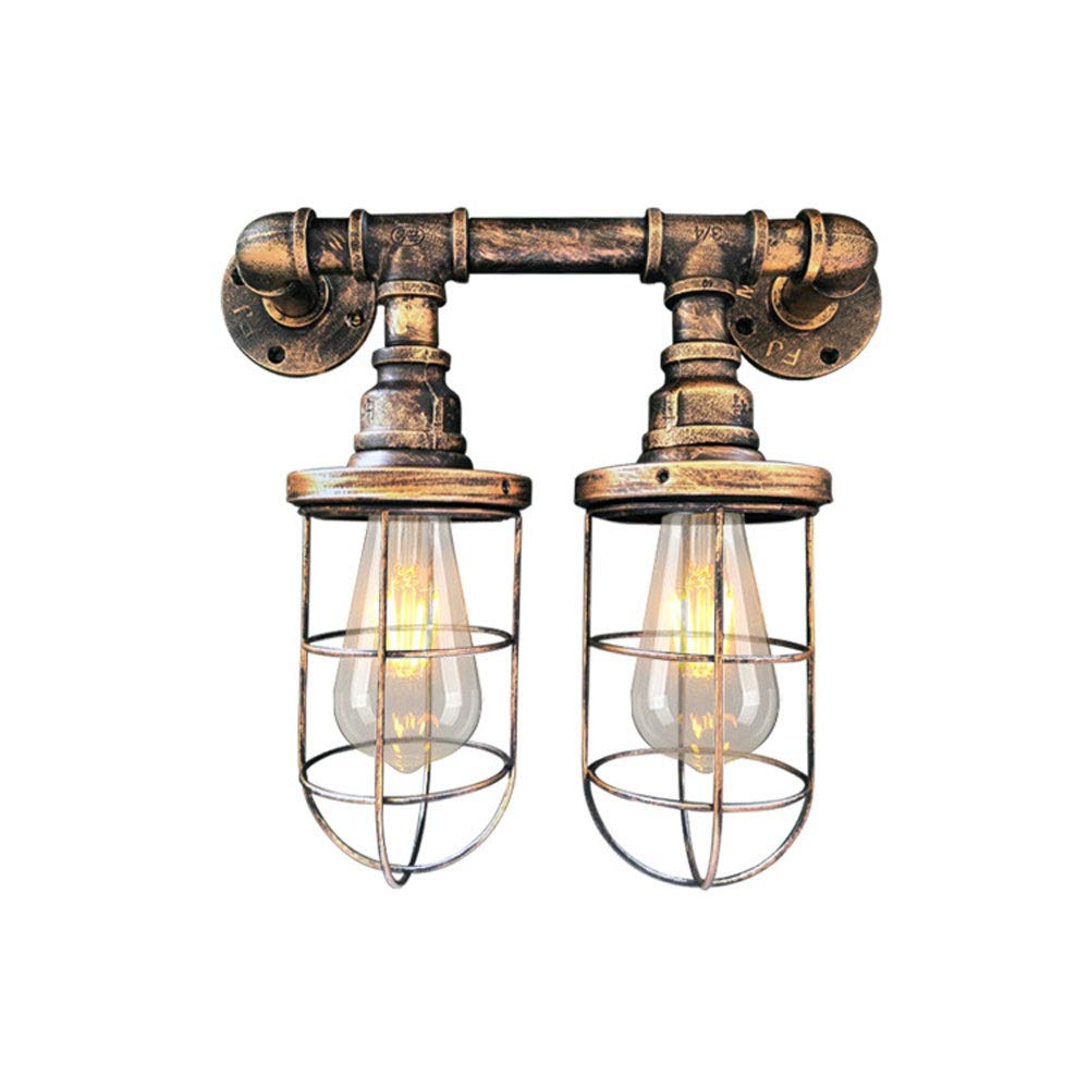 YNIYUJKL Wall Lamp, V-Intage Industrial Unique Wall Light Cage Guard Sconce Loft Light Fixture Modern Indoor Lighting Wall Lamps Iron Copper 2-Light E27 For Coffee Shop Club,Brass