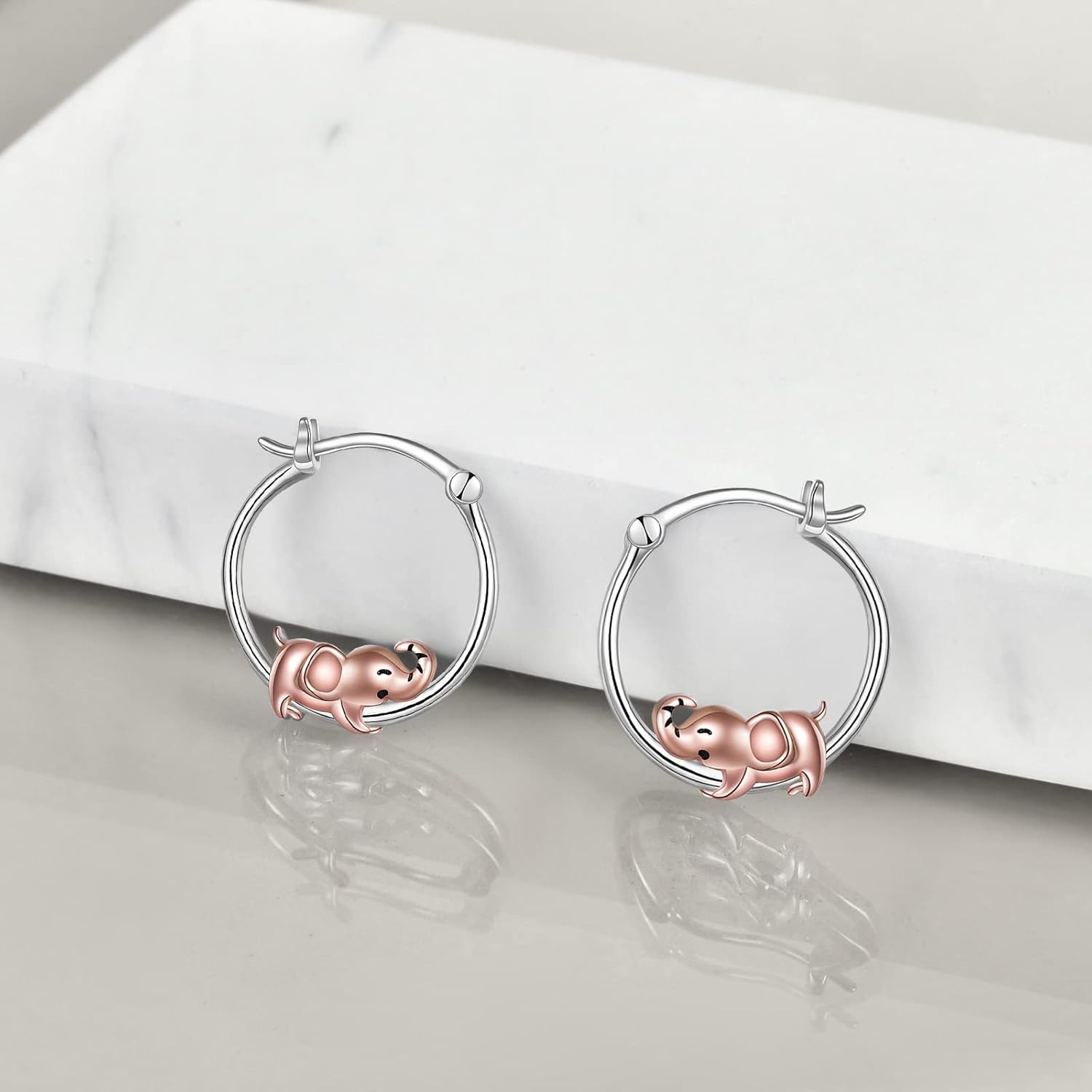 Fox/Pig/Mushroom/Cat Earrings Sterling Silver Cute Hoop Earrings Animal Jewelry Gifts for Women Daughter