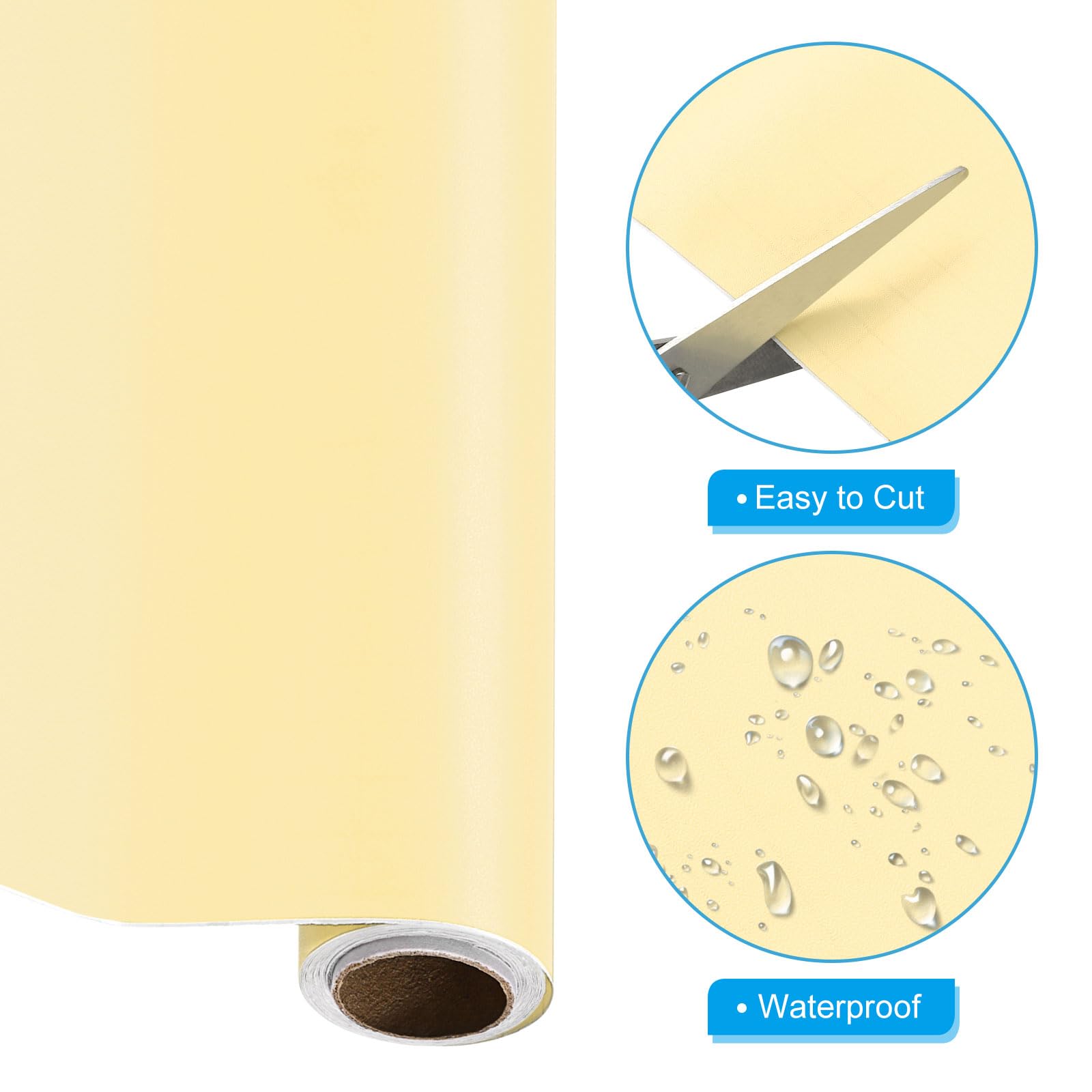 Xianlin-Papier Adhésif, 9.8 Pieds X 15.75 Pouces Papier Peint Autocollant Imperm Able Pour Mur Porte Table D Coratif Jaune Clair
