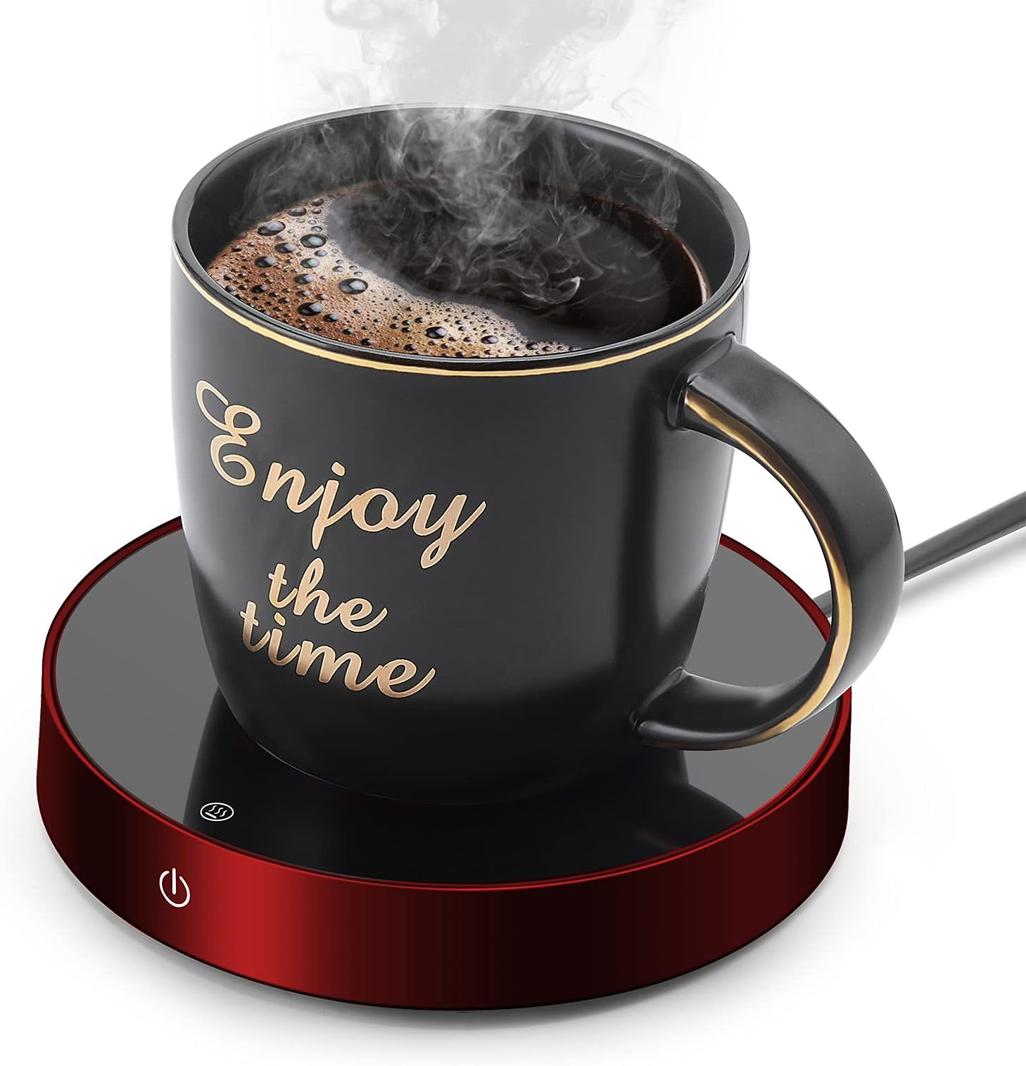 Coffee Warmer, Gravity Induction Cup Warmer, Electric Coffee Warmer, 3 Temperature Settings, Desk Cup Warmer with 8 Hours Automatic Shut-Off for Coffee, Tea, Cocoa, Milk (Red)