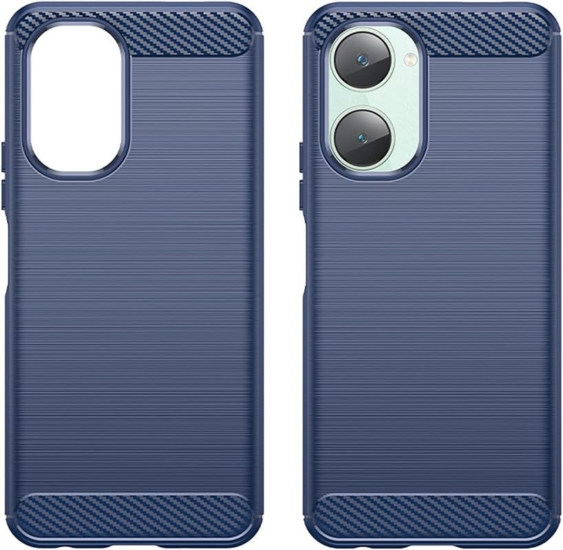 Image of NPRC Hybrid Ultra Slim Protective Case TPU Non-Slip Carbon Fiber Texture Shockproof Case Cover for Vivo Y18 - Blue