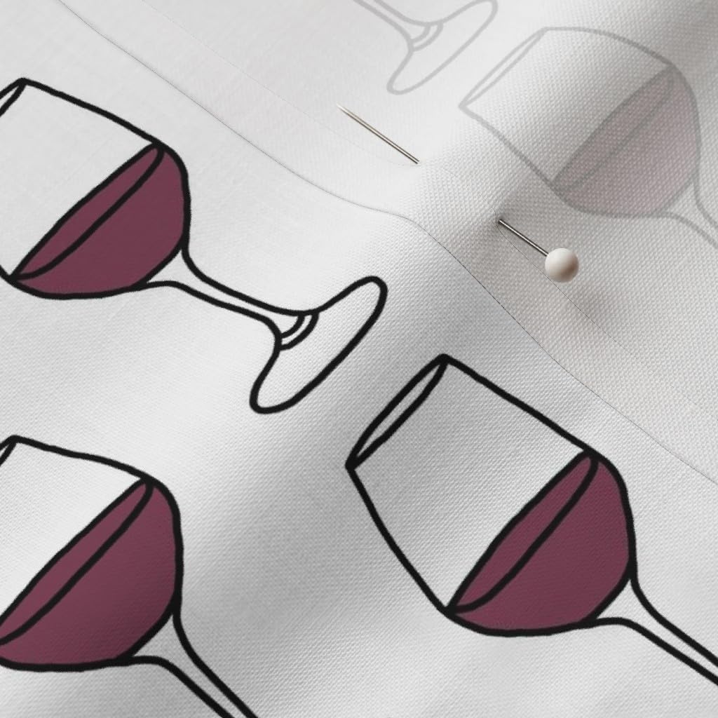 Spoonflower Fabric - Wine Glasses Glass Alcohol Girly Party Vintage Printed on Petal Signature Cotton Fabric by The Yard - Sewing Quilting Apparel Crafts Decor