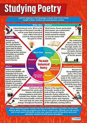 Studying Poetry | English Posters for Common Core State Standards (CCSS) | Gloss Paper 33â€ x 23.5â€ | Language Arts Classroom Posters | Education Charts by Daydream Education