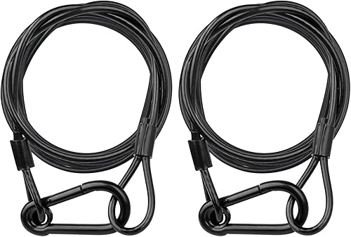 Miniatura 13 de Paquete de 4 cables de seguridad colgantes de cadena negra con abrazaderas de gancho para luces, cordón de acero inoxidable, cadenas de seguridad