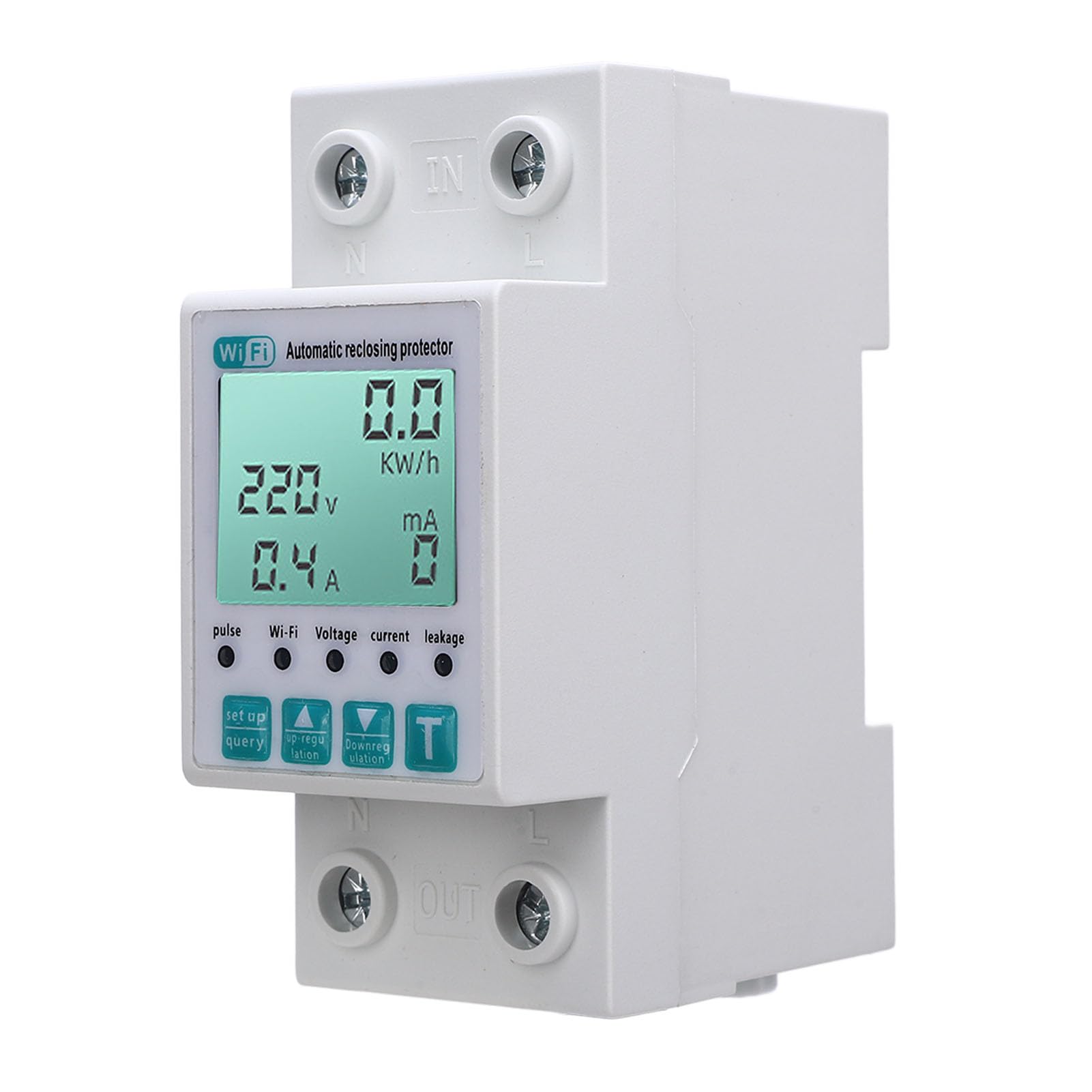 Hidyliu Misuratore di Energia Intelligente WiFi Monitor del Consumo di Energia con Telecomando per Uso Domestico Materiale ABS Ampio Schermo LCD