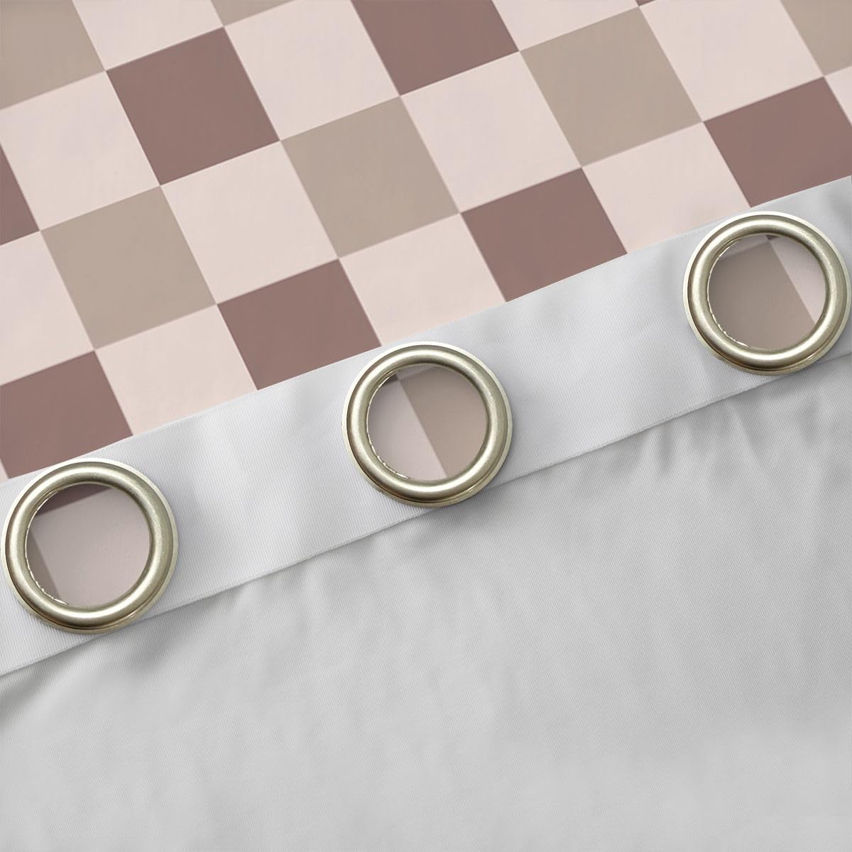 Lot de 2 rideaux de fenêtre marron à carreaux - Taille XXL - 260 x 140 cm - Grille géométrique - Bon rideau occultant - Aquarelle - Grid arc-en-ciel - Pour adultes et enfants
