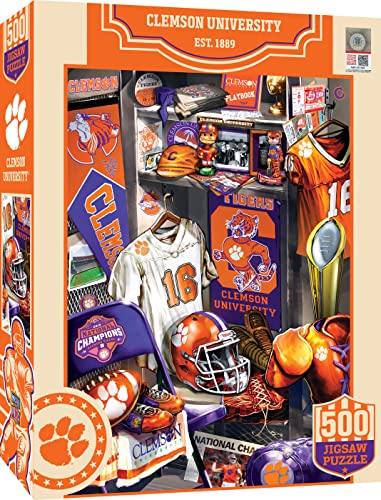 Image of MasterPieces Game Day 500 Piece Jigsaw Puzzle for Adults - NCAA Clemson Tigers Locker Room - 15 inchx21 inch