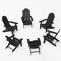 Vista 23 de MXIMU Silla Adirondack plegable para exteriores: fácil montaje y cómodas sillas Adirondack - Sillas plegables compuestas para hoguera - Silla