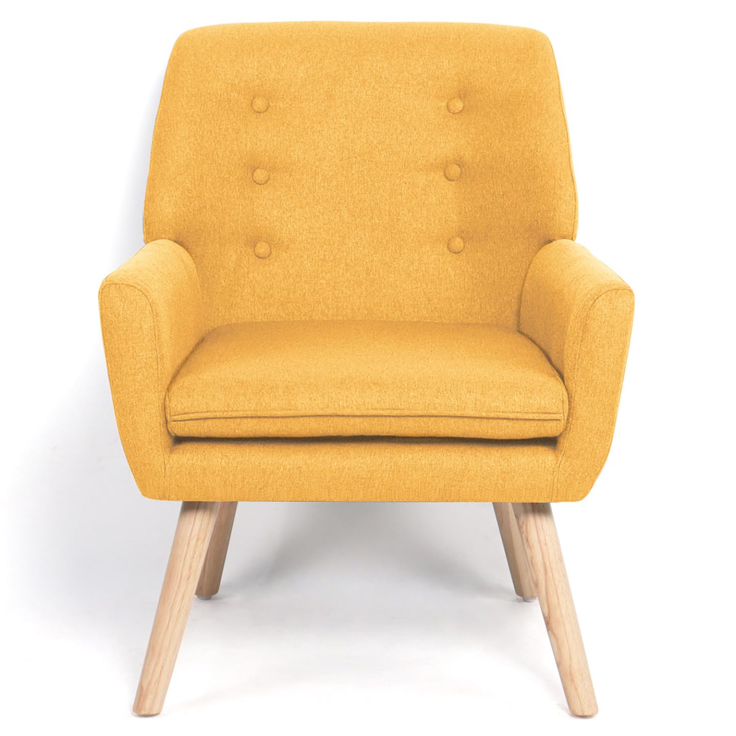 IDMarket - Poltrona scandinava in tessuto giallo senape NAT