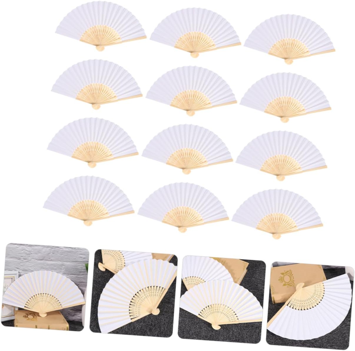 Levemolo 12pcs Handheld Folding Fan Chinese Style Dance Accessory for Parties Weddings and Cosplay Lightweight Portable and Easy to Store for Boys and Girls Art Projects