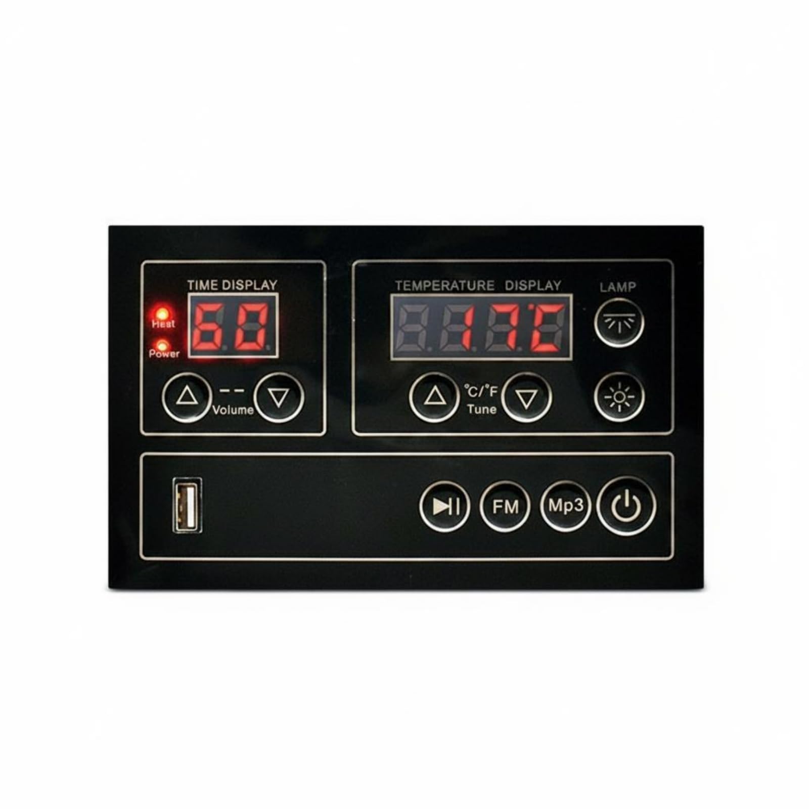 Colcolo Panel de Control de Sauna Controlador Termostato Temporizador Pantalla Clara Soporte Mp3 Cable de Cobre Interfaz Compacta para Ajuste de Temperatura y
