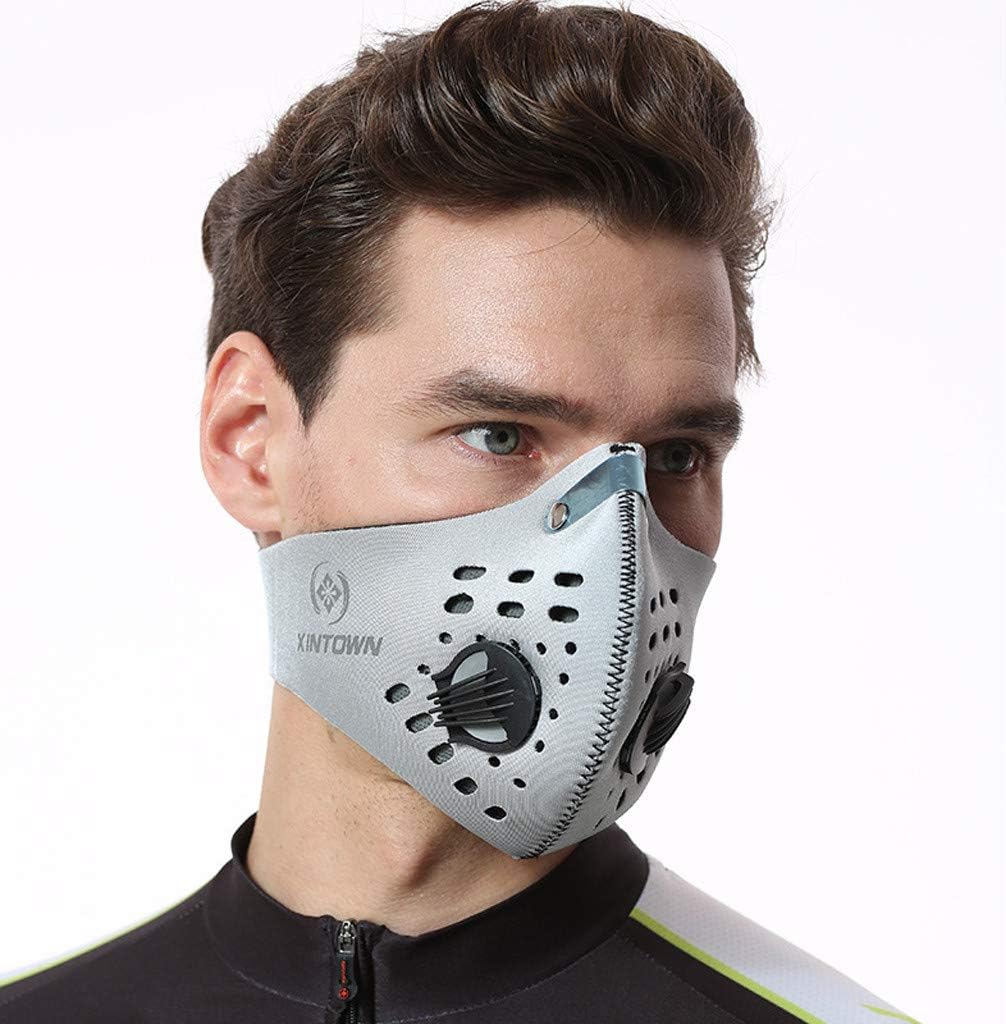Karooch Dust Mแบกsks - Anti Air Pollution Smoke Mแบกsks - Reusable Face Mแบกsks, Adjustable PM2.5 Air Filter Mแบกsks, Activated Carbon Dustproof Sport Mแบกsks for Outdoor Light Bicycle Helmet(Gray)