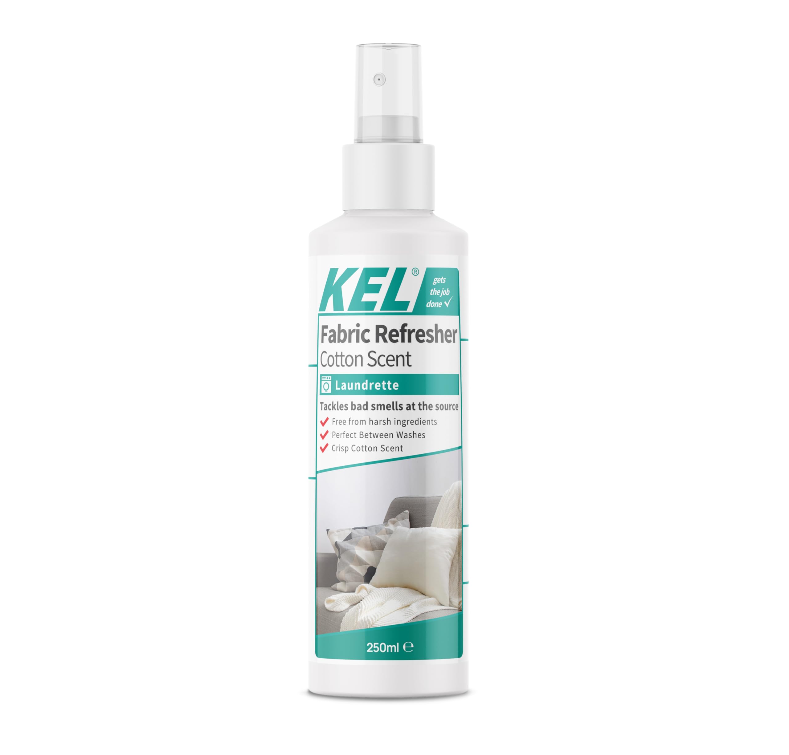 KEL – Fabric Refresher Spray – 250ml – Cotton Fresh Scent – Odour Eliminator & Fabric Freshener for Clothes, Sofas, Carpets, Bedding & More – Long-Lasting Freshness for Home & Travel