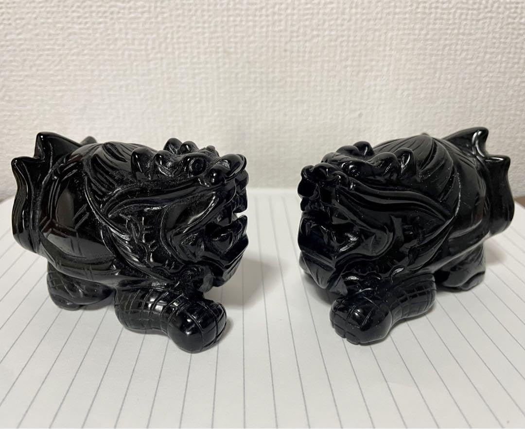 Amazon.co.jp: オブシディアン 置物 黒曜石 龍亀 2点ペア