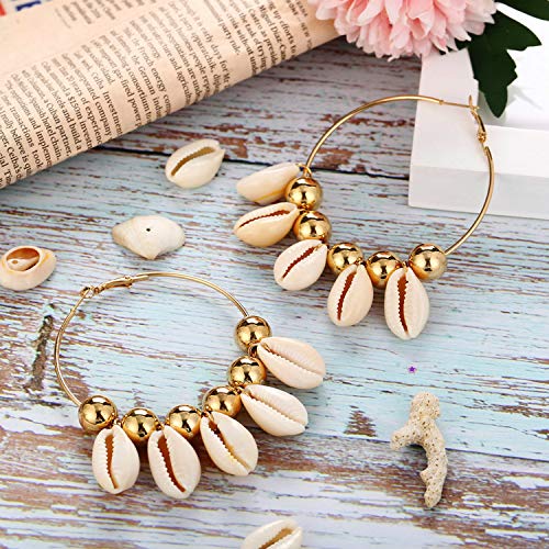 Image of Young & Forever Gift Women's Hoops Bohemian Gold Plated Alloy Nature Tassel Hoop Earrings Golden Bead Circle Earrings With For Women