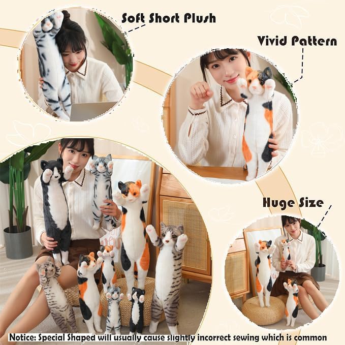 ELAINREN Realistic Gray Tabby Cat Plush Toy Lifelike American Shorthair Kitten Stuffed Animals Simulation Standing Tiger Kitty Plushie Doll Gifts/15.7'' - Image 5