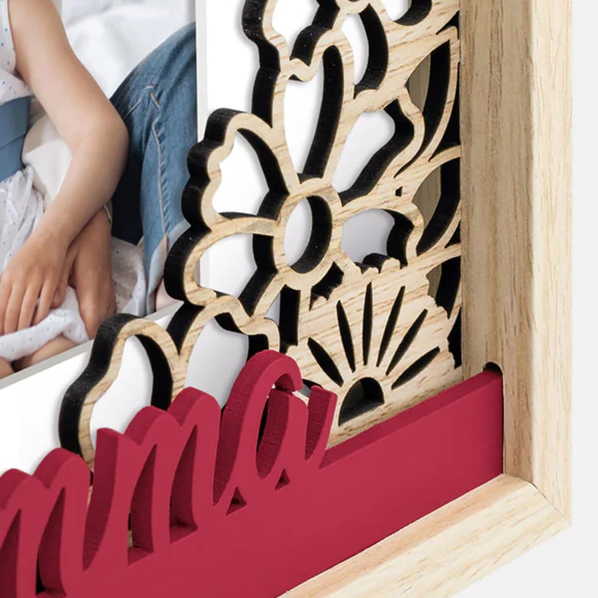 Cornice portafoto a forma di fiore, regalo per la festa della mamma, cartello fotografico personalizzato con fiori per la mamma, supporto in legno MDF personalizzato con foto dei bambini - Italia