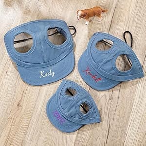 Personalized embroidery name dog hat with ear holes adjustable dog sun protection hat outdoor baseball cap for dog small medium large extra large 6 colors   cucciolini doodles