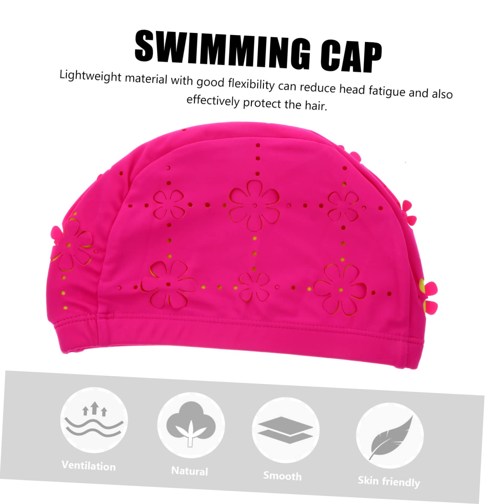 INOOMP 3piezas Gorro De Natación Creativo para Mujeres Protección De Oídos Material Ligero y Flexible para Adultos Piscina y Playa Diseño Floral