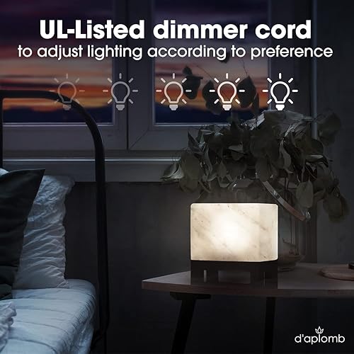 Miniatura 2 de d'aplomb Lámpara de sal natural del Himalaya 100% auténtica; tallada a mano, moderna y rectangular, sal de roca de cristal blanco rara de la montaña