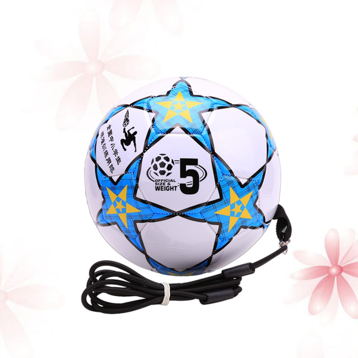 Balón de Entrenamiento de Fútbol con Cuerda, Pvc Negro para Niños | Diseño con Cuerda, Decoración con Impresión, Flexible y Duradero, Pensado para Estudiantes y Uso Infantil
