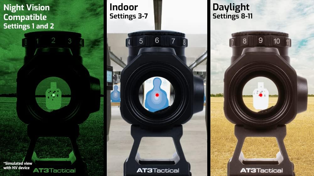 AT3 Tactical Alpha 2 MOA Red Dot Sight with Shake Awake - Absolute and Lower 1/3 Cowitness Mounts