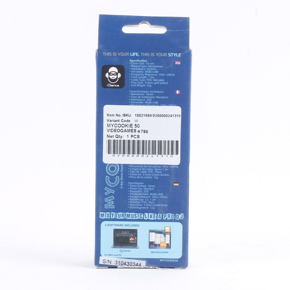 iDance Mycookie 50 Earphones Packaging Back with Specifications