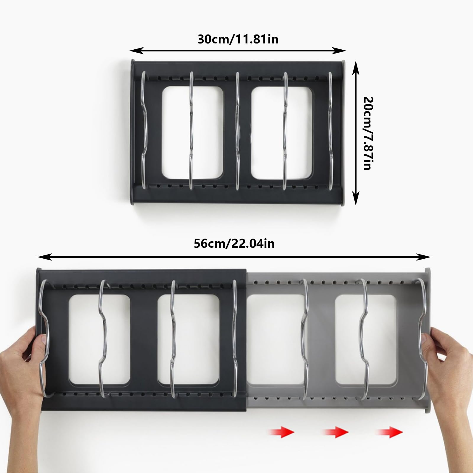 Porta Coperchi Pentole Allungabile in ABS, per padelle espandibili, per cassetti, con 7 scomparti regolabili per coperchi, padelle, organizer da cucina