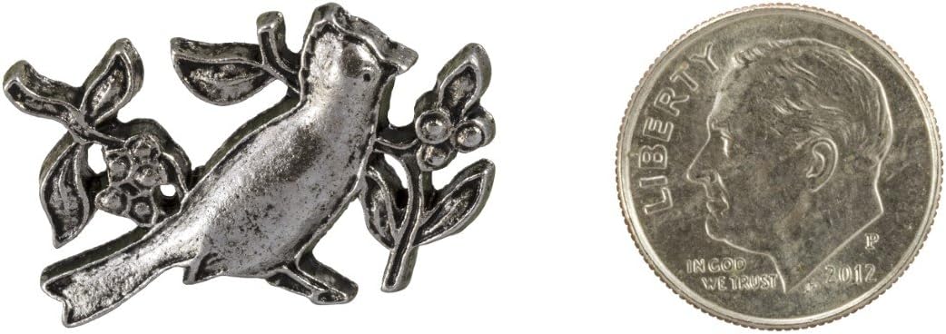 Antique Silver Birds Decorative Push Pins, Set of 15