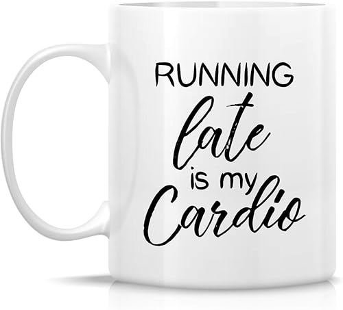 Miniatura 2 de Retreez Taza divertida – Running Late is My Cardio - Tazas de café de cerámica de 11 onzas – Divertido, sarcasmo, sarcástico, motivacional, regalos