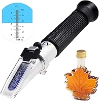 TEKCOPLUS 0-10% Brix Refractometer for Maple Sap Syrup Sugar Content, ATC LED Light Portable Tester with Pipettes