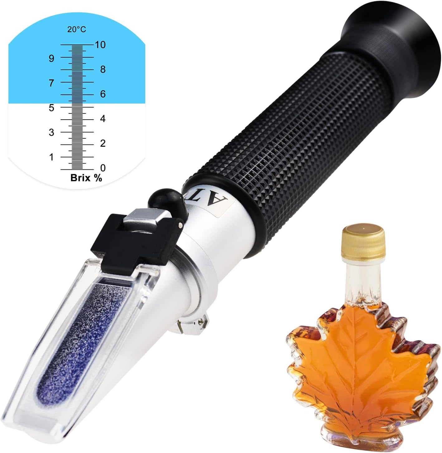 TEKCOPLUS Brix 0-10% Automatic Temperature Correction, Handheld Refractometer, Synthetic Processing Coolant, Maple Sap, Cutting Liquid, CNC, Low Concentration Sugar Liquid, Compatible with Tea, Free