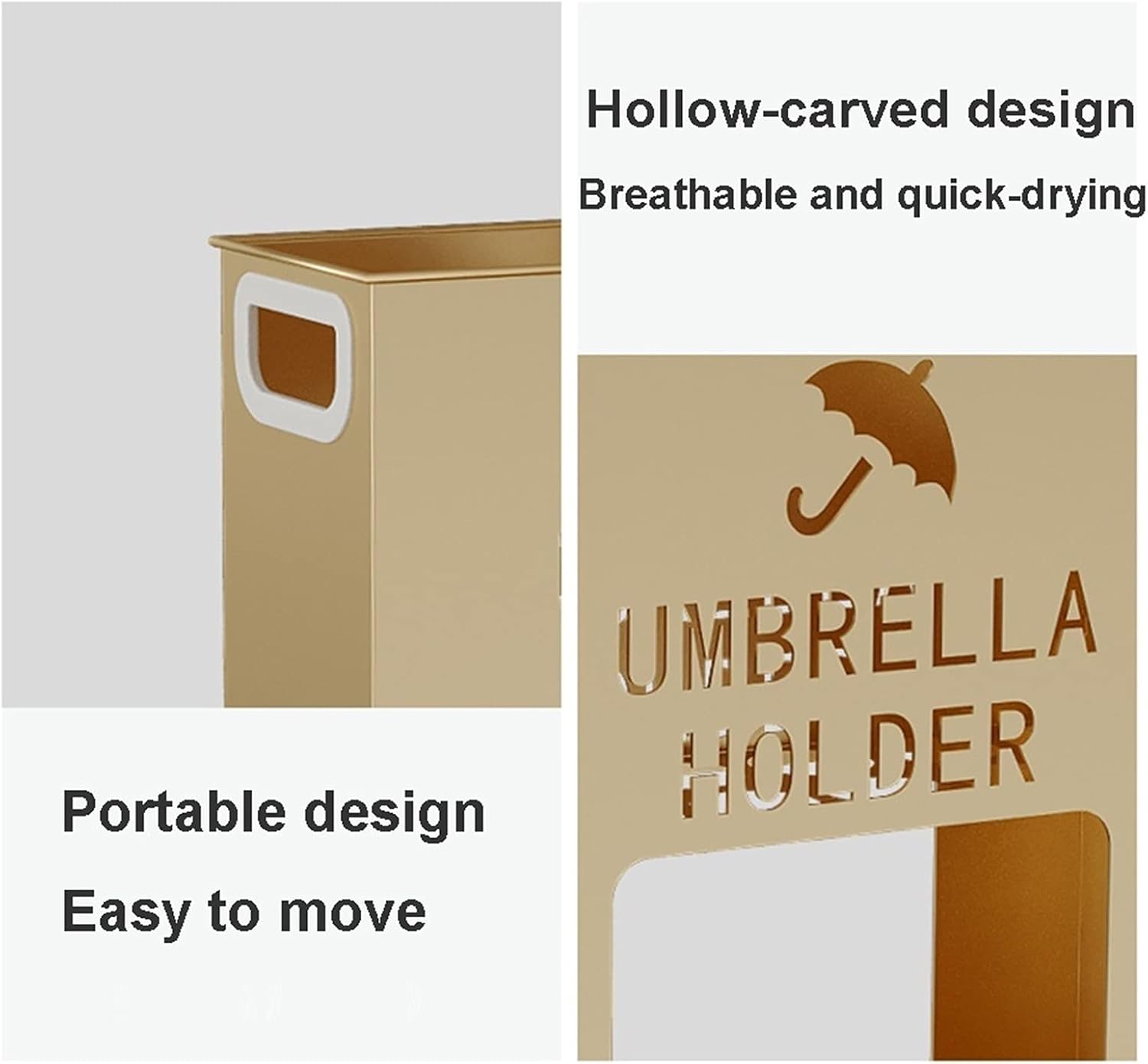 Commercial Metal Umbrella Stand Holder, Large-Capacity Entrance Umbrella Storage Rack for Hotel Offices, with Movable drip Tray, 3 Colors, 2 Sizes (Color : Black, Size : 50×20×50cm)