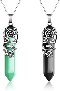 2 Pieces Crystal Necklace, Adjustable Rope Hexagonal Chakra Crystal Healing Stones, Pendant Necklace Healing Crystals Quartz Jewelry