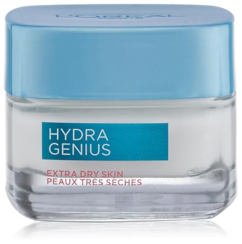 Hidratante de ácido hialurónico para la cara, L'Oreal Paris Skincare Hydra Genius Daily Liquid Care Hidratante facial sin aceite para piel extra