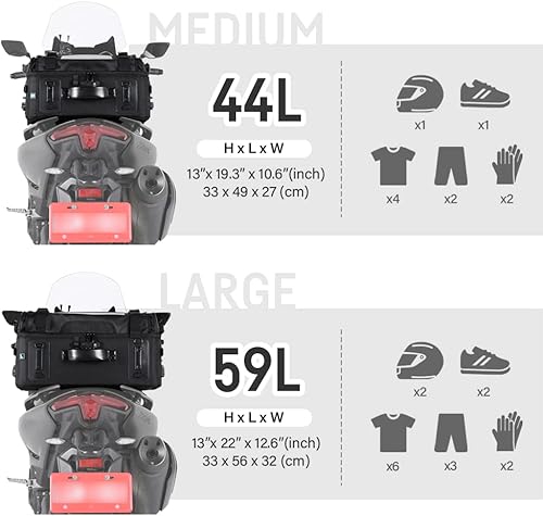 Miniatura 4 de Niche Cruiser - Bolsa trasera impermeable para motocicleta con bloqueo de número TSA, bolsa de equipaje de alta capacidad para viajes de otoño, con