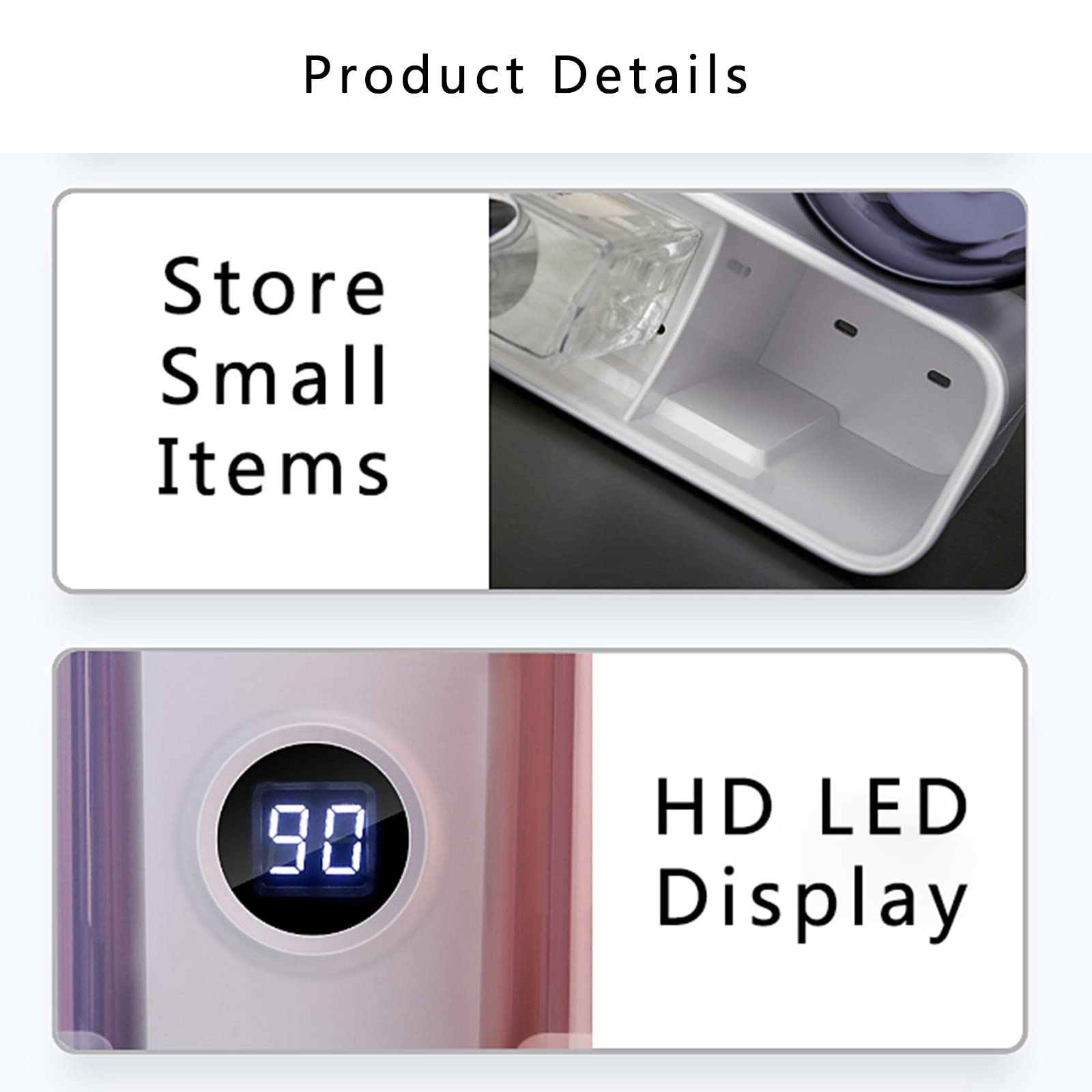 Porta Cepillo de Dientes, Soporte Cepillo de Dientes con Función Esterilizador, LED Estuche Cepillo Dientes con 4 Ranuras para Cepillos, Organizador Baño USB Recargable Blanco