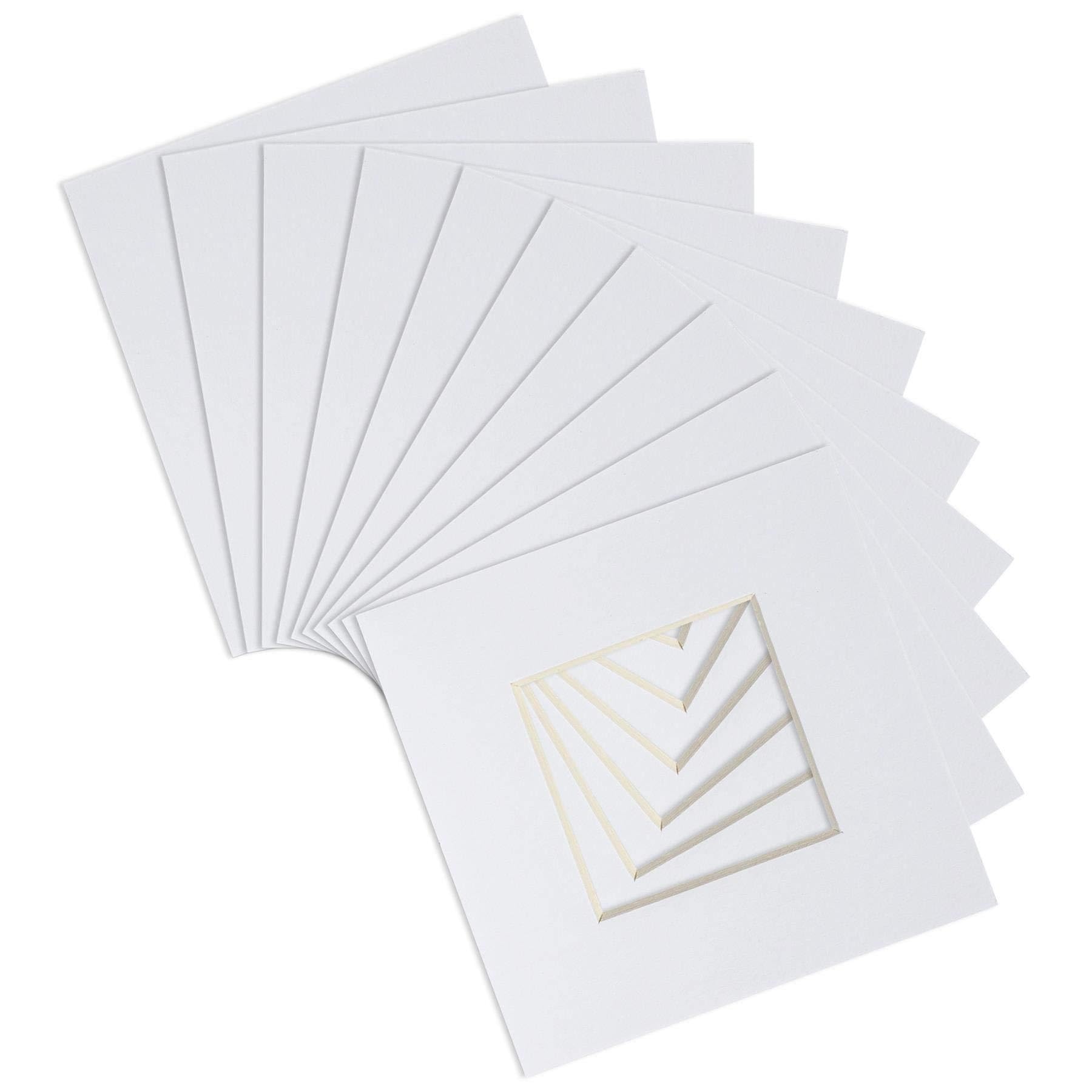 Nicola Spring White 20Pc Picture Photo Mounts Set - To Fit Frame Size 8 X 8 For Image Size 4 X 4