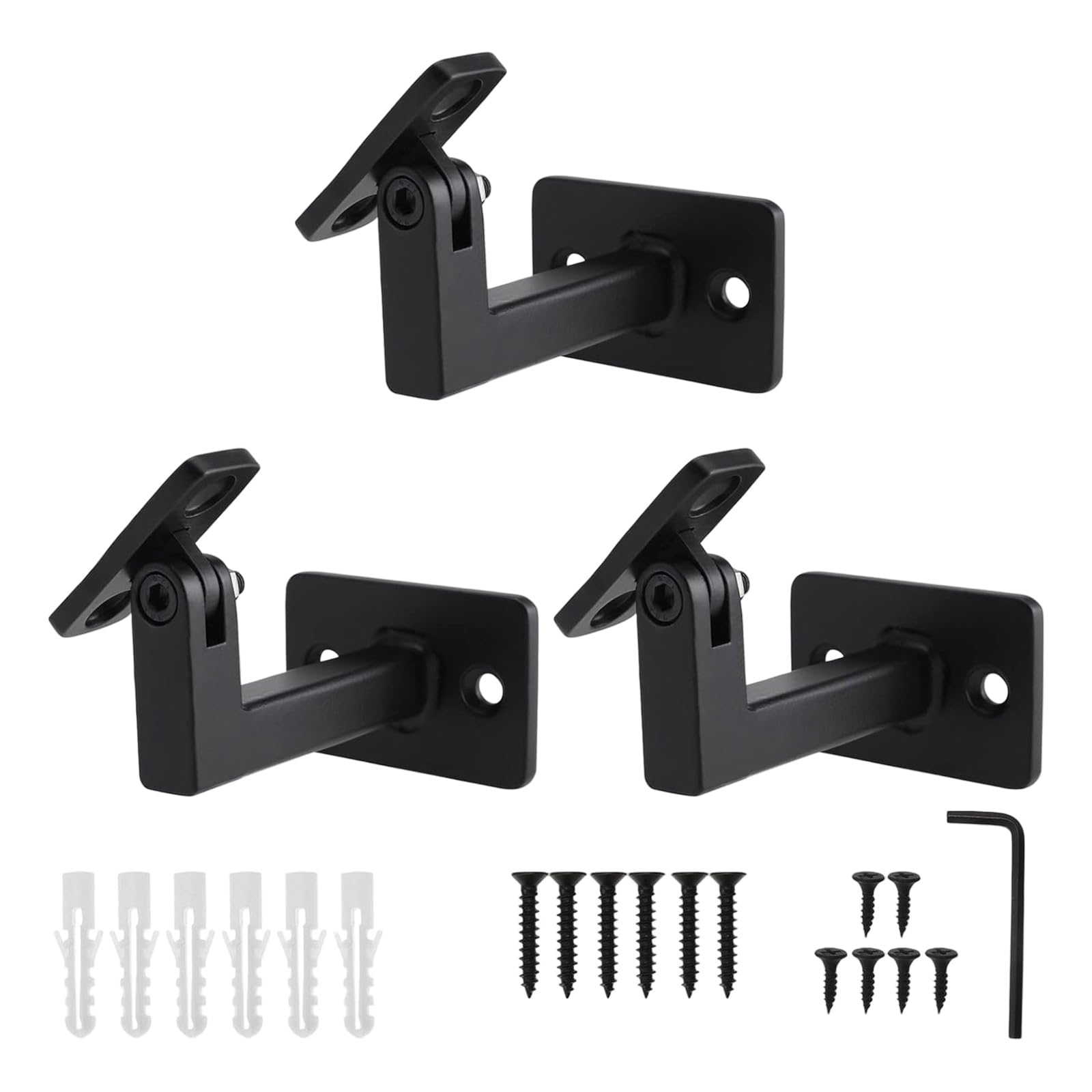 Alloneslife 3 Pieces Handrail Bracket Wall Mounted Stair Railing Brackets With Installation Hardware For Stair, Bedroom, Corridors Heavy Duty Swivels Hand Rails Brackets